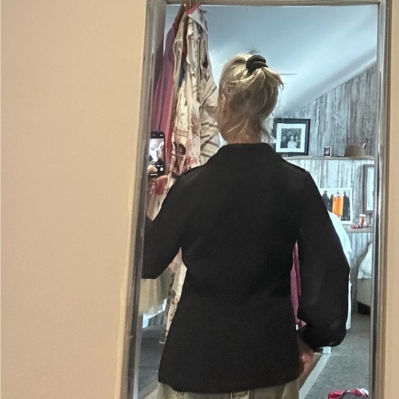 St. John Collection tie neck Black Blouse - Picture 2 of 2